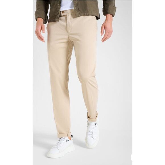 Brax Pants Men's 36 x 31 36r Beige Evans Flat Front Straight Leg Chino Stretch - Picture 1 of 10
